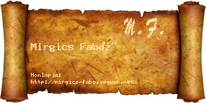 Mirgics Fabó névjegykártya